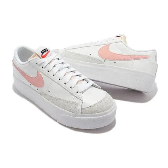 Nike Blazer Low Platform DJ0292-103 Women's White/Pink Glaze Skate Shoes JC725 - Picture 4 of 9